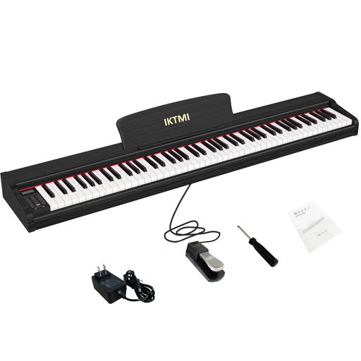 IKTMI 電子ピアノ 88鍵盤 ペダル付き 木製 電子 ピアノ 88鍵 携帯 PIANO ポータブルピアノ 大人 初心者向け MIDI対応 持ち運び (黒い) ピアノ・電子ピアノ