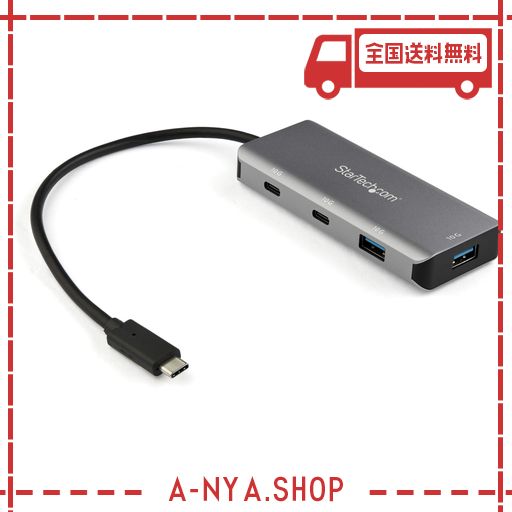 STARTECH.COM 4ポートUSB-Cハブ/2X USB-A & 2X USB-C/SUPERSPEED 10GBPS USB TYPE-C 3.1/3.2 GEN2 対応ハブ/USBバスパワー対応/アルミ筐体/25CMケーブル HB31C2A2CB