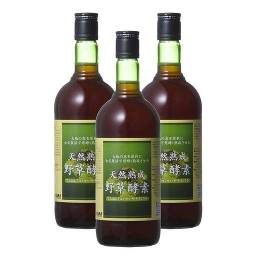 【アケビ使用 ファスティングにも】野草酵素 飲みやすい 酵素ドリンク 720ML 3本 天然熟成 国内産 濃い 原液100% 無添加 60種の厳選素材