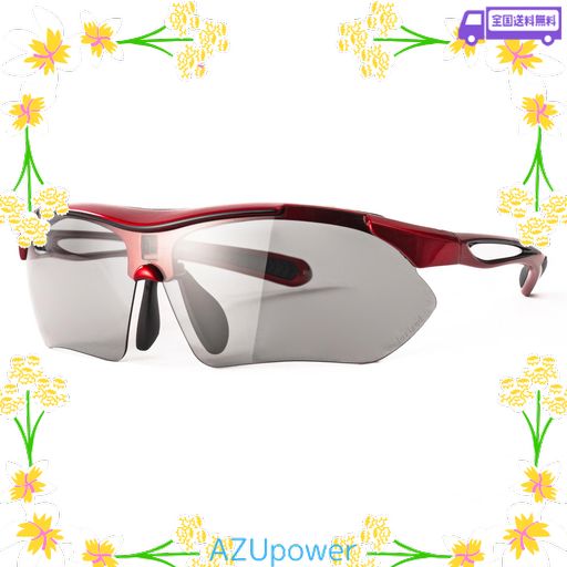 [エーフィット] 偏光調光サングラス メンズ 偏光スポーツサングラス UVカット UV400 レッド/ブラック AF-7001HTSM-C5 エーフィット] 偏光調光サングラス メンズ 偏光スポーツサングラス UV