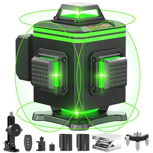 【2025最新改良】SEESII レーザー墨出し器 グリーンレーザー 水平器 4X360° 16ライン フルライン 電量LCDディスプレー搭載 レーザーレベル 水準器ツール 緑色 回転レーザー線 小型 コンパクト …