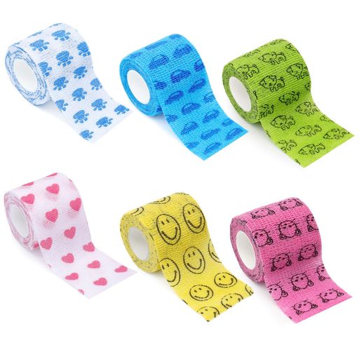 ペットフレックス テーピング 粘着包帯 6点セット 5CM*4.5M 弾力包帯 不織布 伸縮性 通気性 多機能 厚手タイプ 自着性包帯セット 犬 猫 用