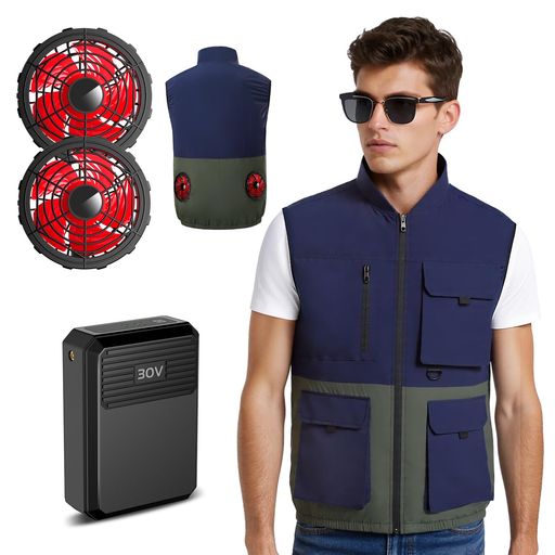 [KLIFE] ファン付きベスト 空調作業服 ファンバッテリーセット【2025超強暴風&40000MAH大容量&30V超高出力】ファン付き作業服 4段階風量調節 日本製ブラシレスモーター 軽量 通気性 冷却服 空…