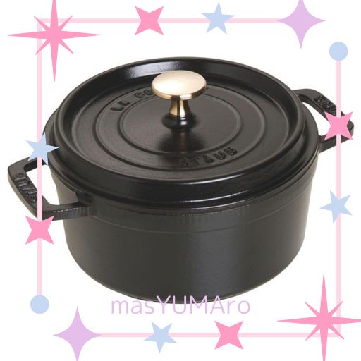 STAUB La Cocotte ブラック 18cm Staub Round Cocotte, 18 cm, Black