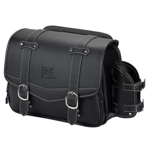 KEMIMOTO バイク サイドバッグ サドルバッグ 汎用 15L サイドバック 大容量 ドリンクホルダー付属 金具防錆 小物収納 ブラック KM401の通販は