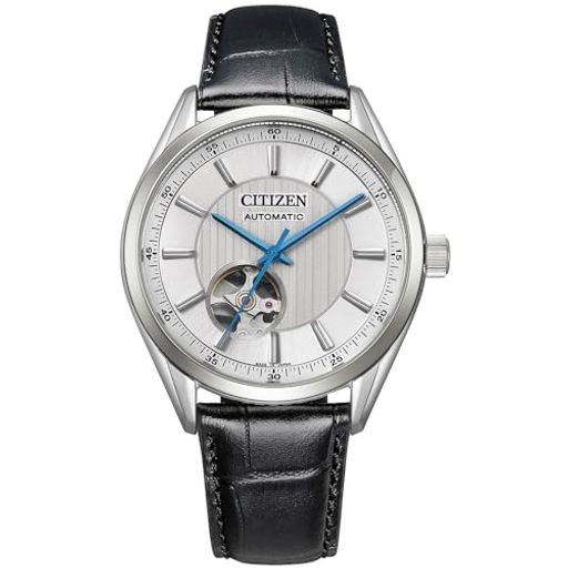 [CITIZEN] 腕時計 機械式自動巻 防水 シルバー オープンハート NH9111-11B メンズ ブラック