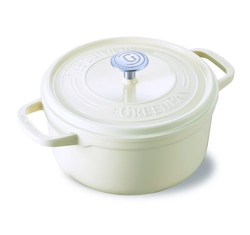 グリーンパン GREENPAN 両手鍋 22CM 3.3L IH・ガス火対応 ホワイト 【フェザーウェイト】 セラミックコーティング PFASフリー 有害物質不使用 鍋つかみ付