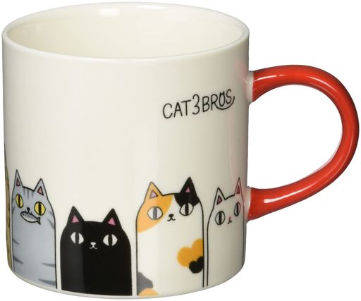 セラミック藍 猫3兄弟 マグカップ 背伸び 23121 Φ8.3×H8CM