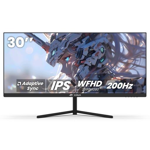 CRUAゲーミングモニター 30インチ WFHD 200HZ 100%SRGB 21:9 ウルトラワイド PC モニター/IPS 非光沢/薄型/PIP/PBP/HDMI2.0/DP1.4/ブルー