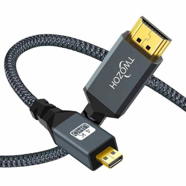 Twozoh Micro HDMI to HDMI ケーブル (HDMI マイクロタイプDオス - HDMI タイプAオス) 3D 4K 1080P @60Hz ハイスピード マイクロHDMI HDM