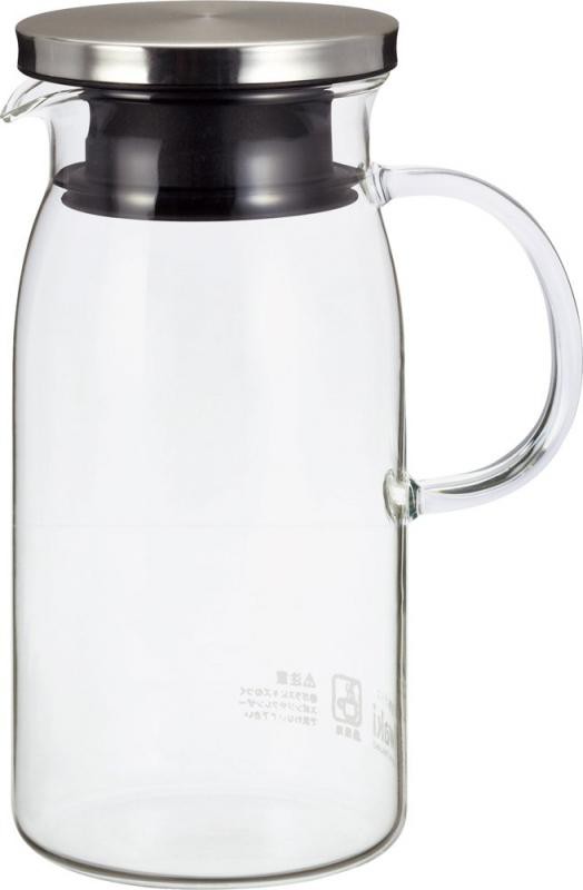 iwaki(イワキ) 耐熱ガラス ピッチャー 冷水筒 600ml ジャグ・600 ステンレス蓋 麦茶 お茶 ポット KT293-SV クリア