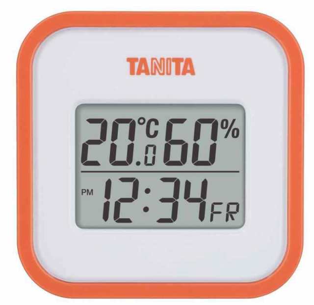 タニタ(Tanita) 温湿度計 時計 カレンダー 温度 湿度 デジタル 壁掛け 卓上 マグネット オレンジ TT-558 OR
