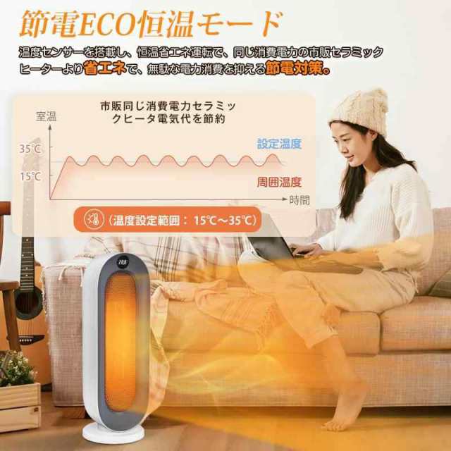 ヒーター セラミックファンヒーター 1200W 暖房器具 省エネ 首振り