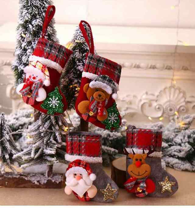 PAY　サンサン　クリスマス　マーケット　の通販はau　子供ギフト　クリスマスツリーの装飾　PAY　クリスマスぬいぐるみの装飾品　4点入り　おもちゃ　かわいい　au　クリスマス　マーケット－通販サイト　靴下　サンタ人形