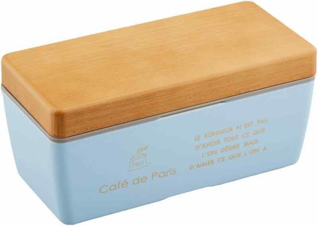 正和(Showa) 弁当箱 木目 BC ランチボックス Caf? de paris PARIS 日本製 (1段 600ml, ブルー)