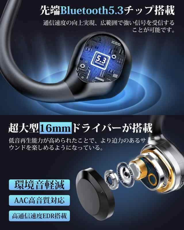 骨伝導イヤホン Bluetooth5.3+ENC搭載 - イヤホン