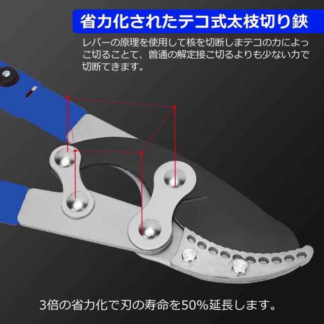 園芸用ばさみ 太枝切鋏 切断径55mm 強力型 剪定ばさみ テコ式伸縮長さ