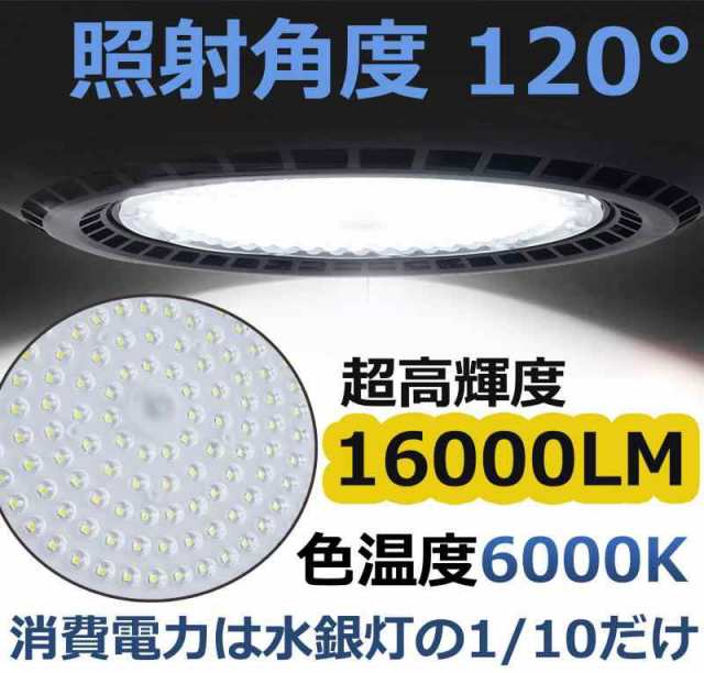 ZYJ UFO型 LED投光器 200w 高輝度32000lm【2000W水銀灯相当】 LED高天井灯、IP65防水防塵 ビーム角90° 屋外照明  掲示板 体育館 展覧会 ｜au PAY マーケット