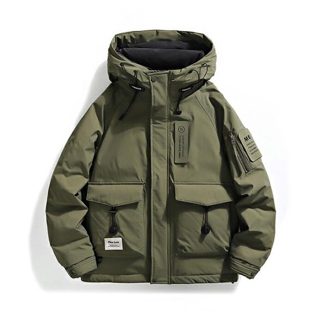 ダウンジャケット ストリート 紳士服 トップス 長袖 フード付き コート ふわふわ メンズ ファッション 男性用 大人 かっこいい 大きいサイズ アメリカン ワーク ポケット付き シンプル オ 前開き_7