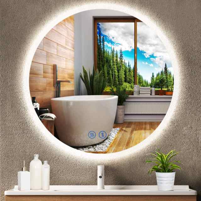 DIDIDADA 20 Inch Backlit Round Bathroom LED Vanity Mirror with Lights for Bathroom Wall Round Lighted Vanity LED Bathroom Mirのサムネイル