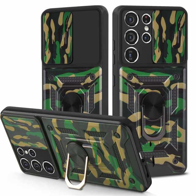送料無料FORFC Mens Luxury Armor Camouflage Push Window Ring Bracket for Samsung Galaxy Note S21 S20 20 Plus Ultra A72 A5のサムネイル