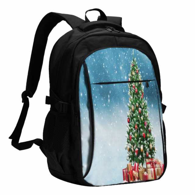 送料無料Christmas Tree And Present Usb Travel Laptop Backpack Water Resistant Casual Daypack Computer Bag Business並行のサムネイル