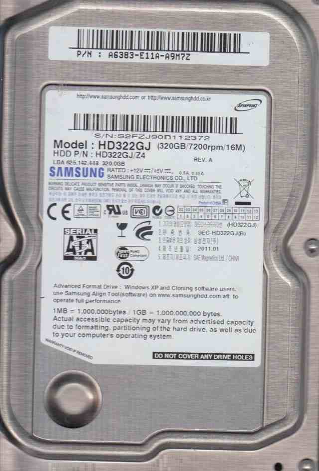 サムスン HD322GJ HD322GJZ4 REV A Samsung 320GB SATA 3.5 Hard Drive