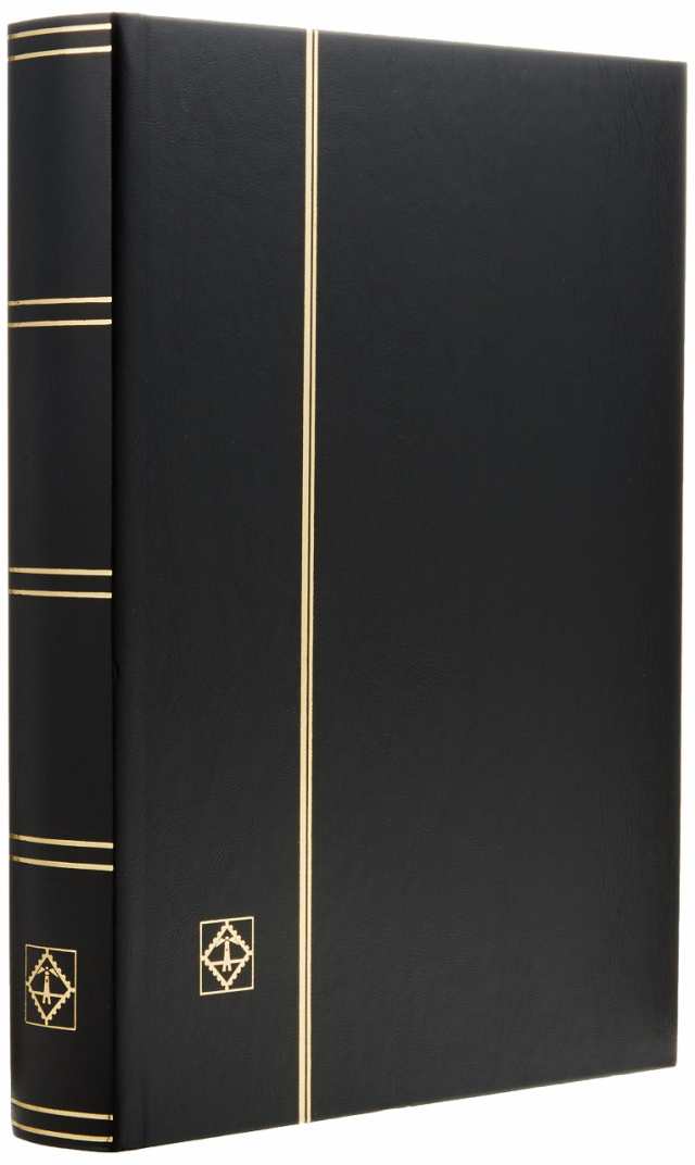 LIGHTHOUSE  BASIC Hard Cover Stockbook for Stamps - 64 Black Cardstock A4 Pages with Clear Strips and Double Linen Hの通販は