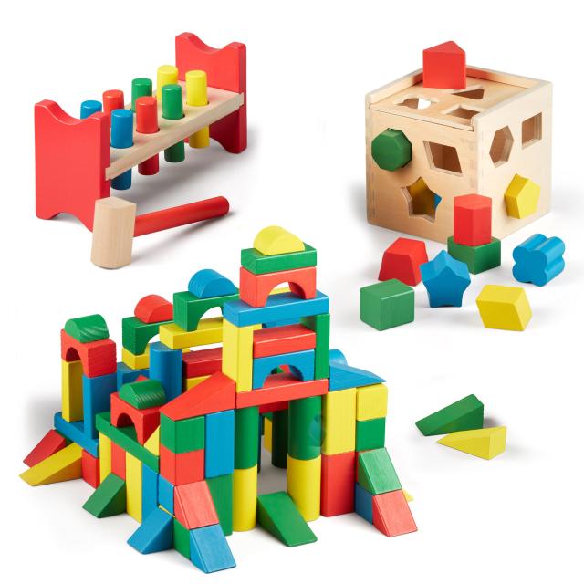 Melissa  Doug Stack Sort  Pound Wooden Toy Collection Building Blocks Shape Sorter Pounding Bench 送料無料の通販は
