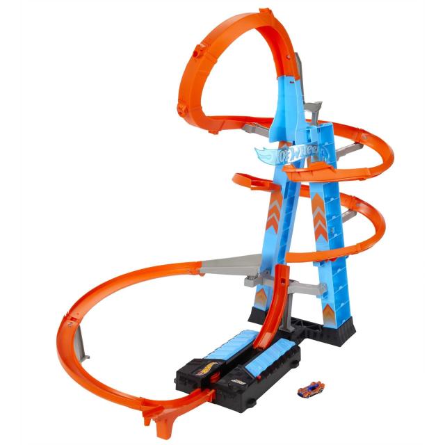 マテル Hot Wheels Toy Car Track Set Sky Crash Tower More Than 2.5-ft Tall Includes 164 Scale Vehicle  Motorized Boosteの通販は