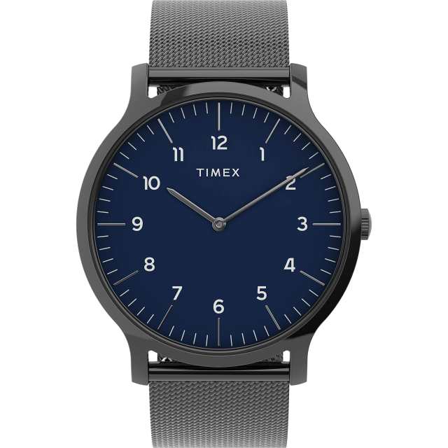 タイメックス Timex Mens Norway 40mm Watch Blue Dial Gunmetal Case