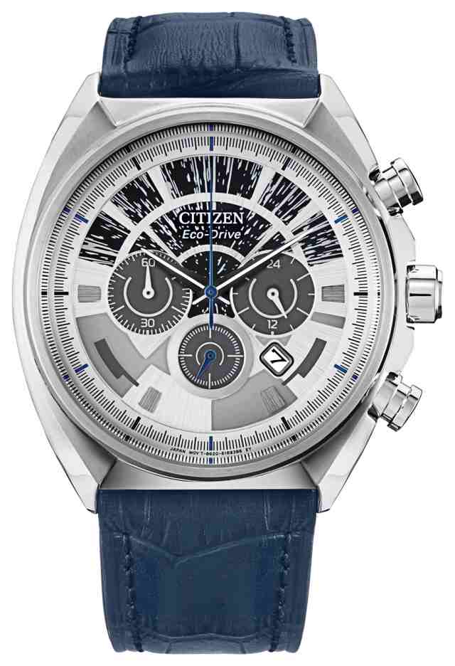シチズン Citizen Eco-Drive Mens Star Wars Millennium Falcon Stainless Steel Chronograph Watch Blue Leather Strap Lumin