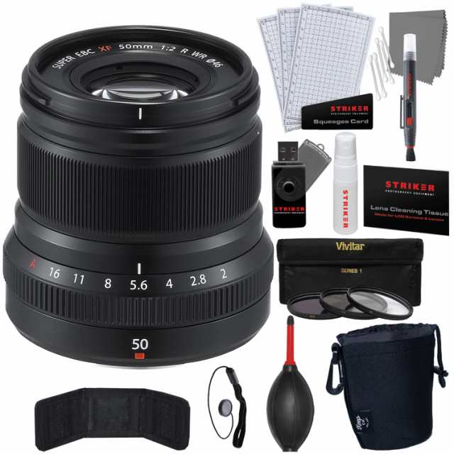 フジノン Fujinon XF 50mm F2 R WR Lens Black Photo Starter Kit 11 Pieces 3-Piece Multi-Coated HD Filter Set 46mm U
