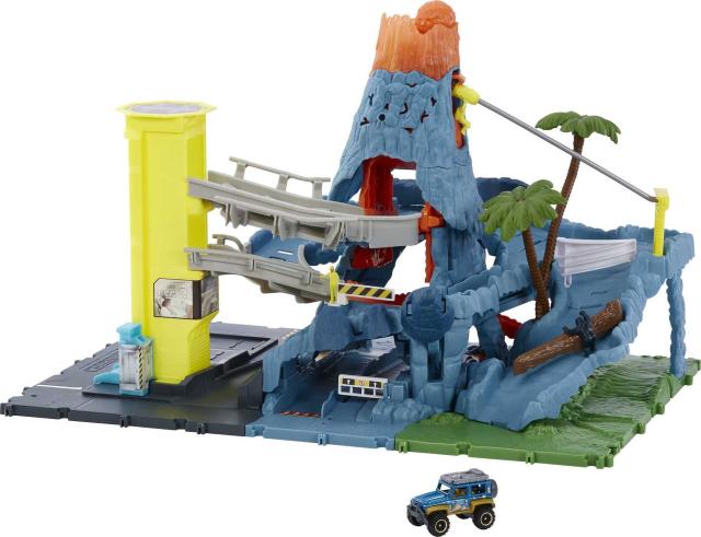 マテル Matchbox Cars Playset Action Drivers Volcano Escape with 164 Scale Vehicle Kid-  Car-Activated Features Lava Eの通販は