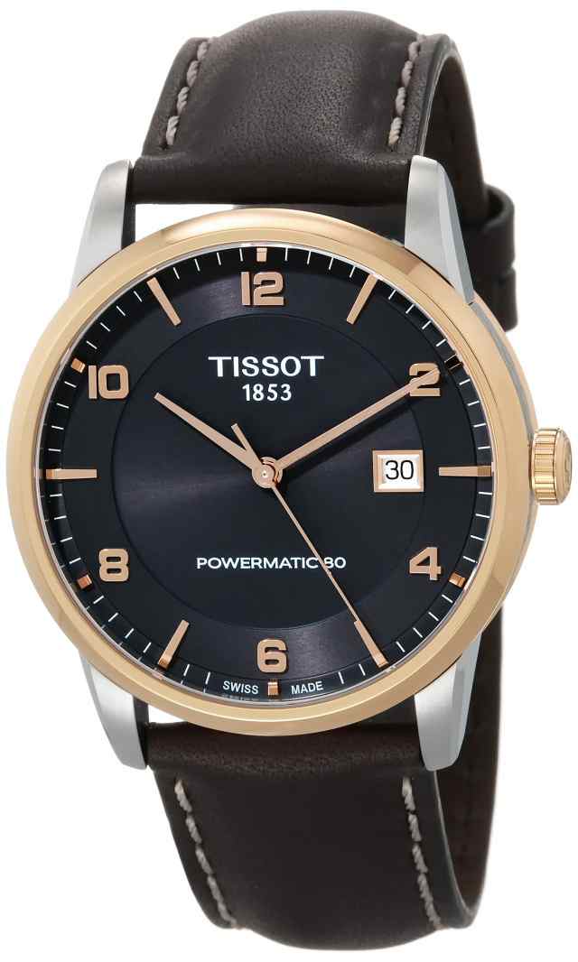 ティソ Tissot Mens Luxury 316L Stainless Steel case with Rose Gold PVD Coating Automatic Watch Brown Leather 22 T08640