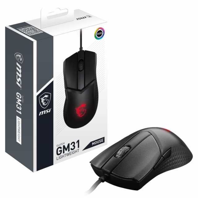 MSI Clutch GM31 Lightweight Gaming Mouse - 12000 DPI Optical Sensor Right-Handed 60M Click OMRON Switches 6-Buttons FriXの通販は