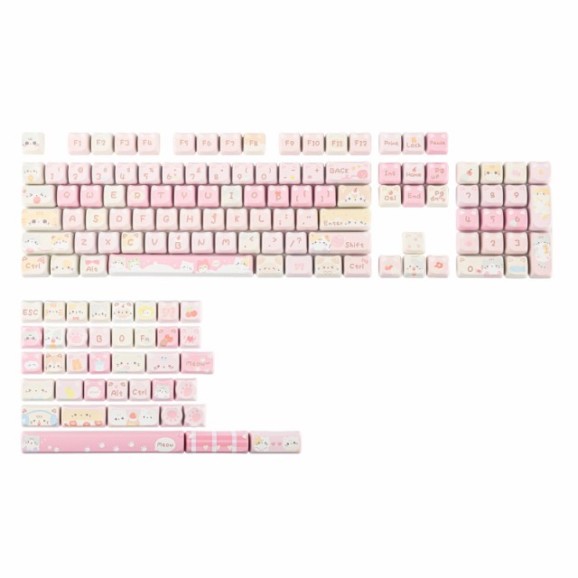 KiiBoom x Maorbeng Meow Meow Squad Keycaps Set Dye-Sublimation PBT Mao Profile 142 Keys Custom Keycaps for ANSI Layout MXの通販は