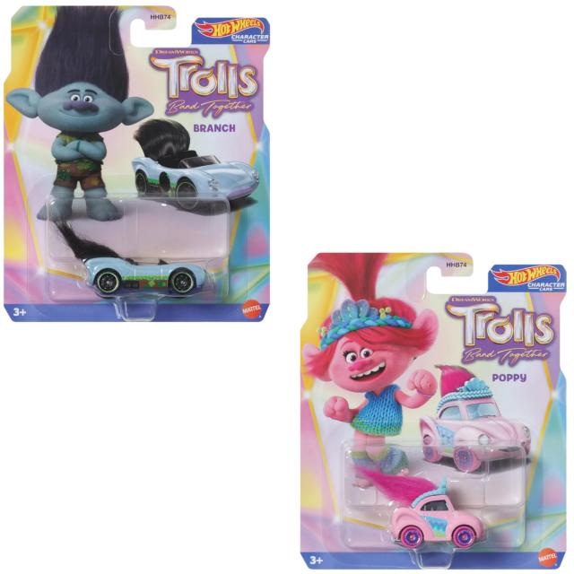 マテル Hot Wheels Character Cars DreamWorks Trolls Band Together Poppy and Branch Set of 2 Diecast Vehicles 送料無料の通販は