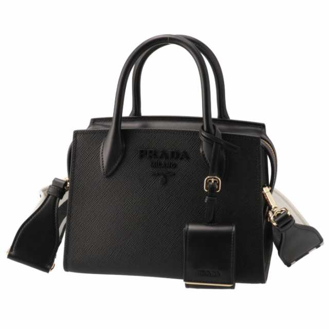 プラダ PRADA トートバッグ サフィアーノ モノクローム ロゴベルト ...