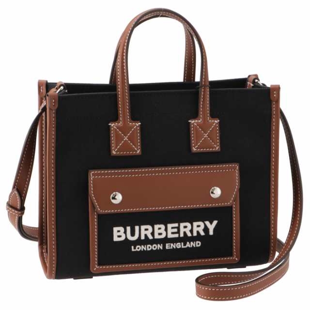 バーバリー BURBERRY トート ミニ ツートン キャンバス&レザー