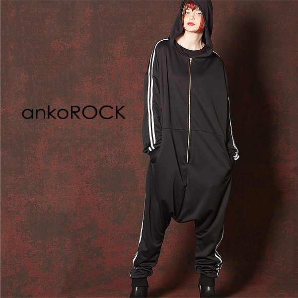 Ankorock アンコロック オーバーオール メンズ つなぎ ジャージ レディース ユニセックス 服 ブランド サルエルパンツ サイドライン スウの通販はau Pay マーケット Ankorock