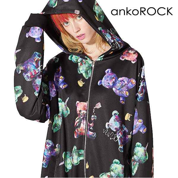 Ankorock アンコロック パーカー メンズ ジップパーカー レディース ユニセックス 服 ブランド 長袖 ロング丈 総柄 プリント 熊 くま クの通販はau Pay マーケット Ankorock