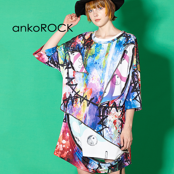 Ankorock アンコロック ビッグ Tシャツ メンズ カットソー レディース 半袖 プリント カラフル 派手の通販はau Pay マーケット Ankorock