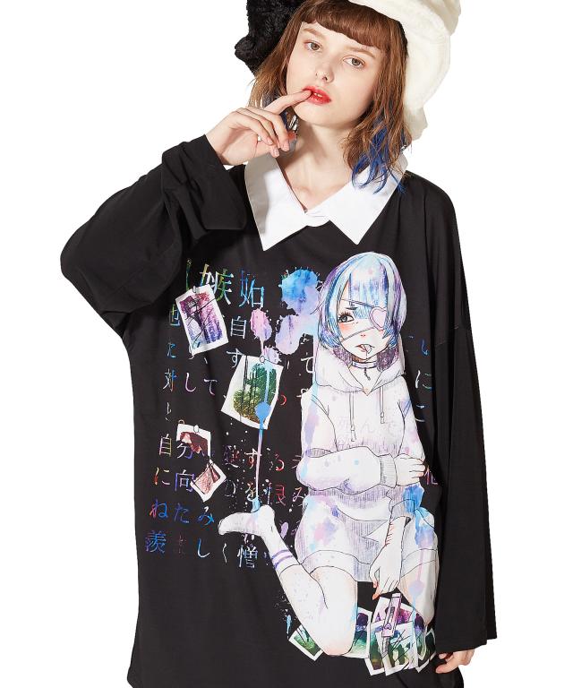 Ankorock アンコロック Tシャツ メンズ カットソー ワンピース ビッグtシャツ レディース ユニセックス 服 ブランド 長袖 ロンt シャツ襟の通販はau Pay マーケット Ankorock