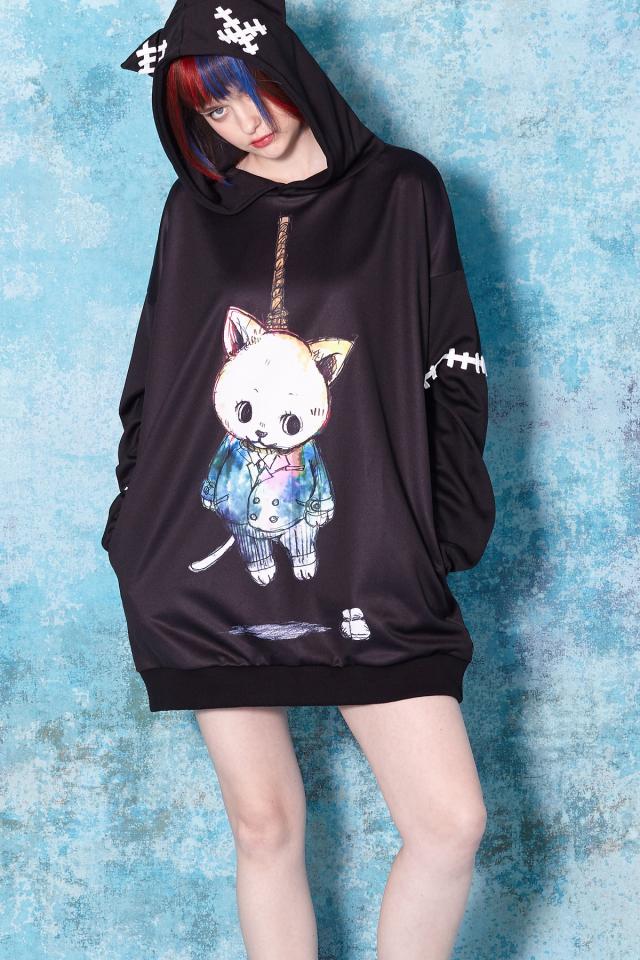 Ankorock アンコロック パーカー メンズ プルオーバー レディース ユニセックス 服 ブランド 長袖 猫耳 ネコ耳 ロング丈 プルパーカー 総の通販はau Pay マーケット Ankorock