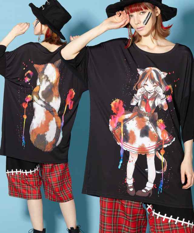 Ankorock アンコロック ビッグ Tシャツ メンズ カットソー レディース 半袖 黒 女の子 ガール 猫の通販はau Pay マーケット Ankorock