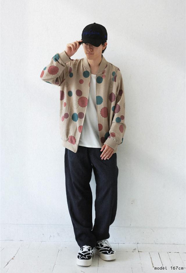 菊文様 ブルゾン レディース 長袖 ジップアップ 送料無料・メール便不可