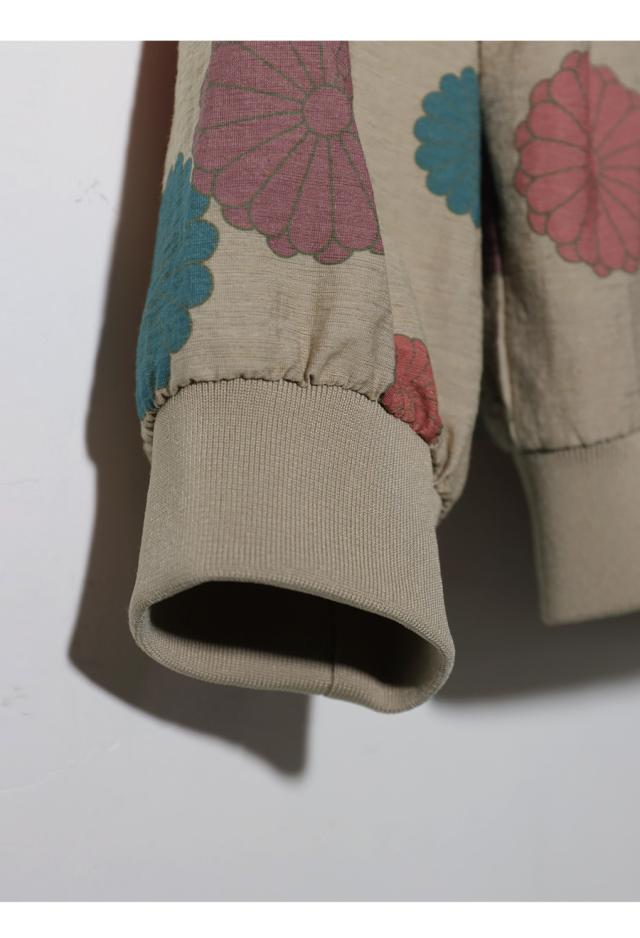 菊文様 ブルゾン レディース 長袖 ジップアップ 送料無料・メール便不可