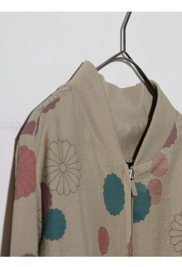 菊文様 ブルゾン レディース 長袖 ジップアップ 送料無料・メール便不可