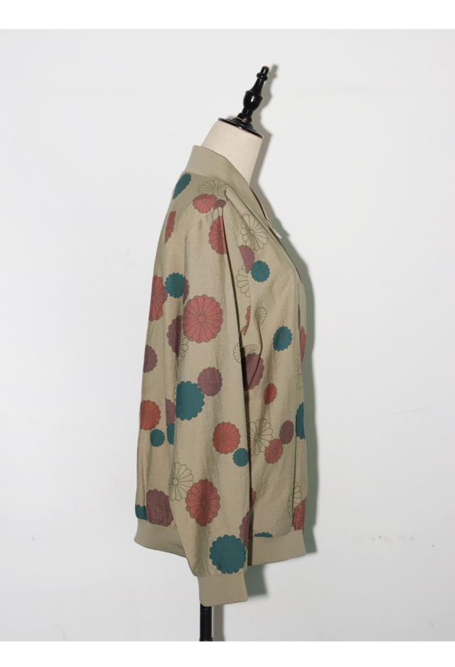 菊文様 ブルゾン レディース 長袖 ジップアップ 送料無料・メール便不可
